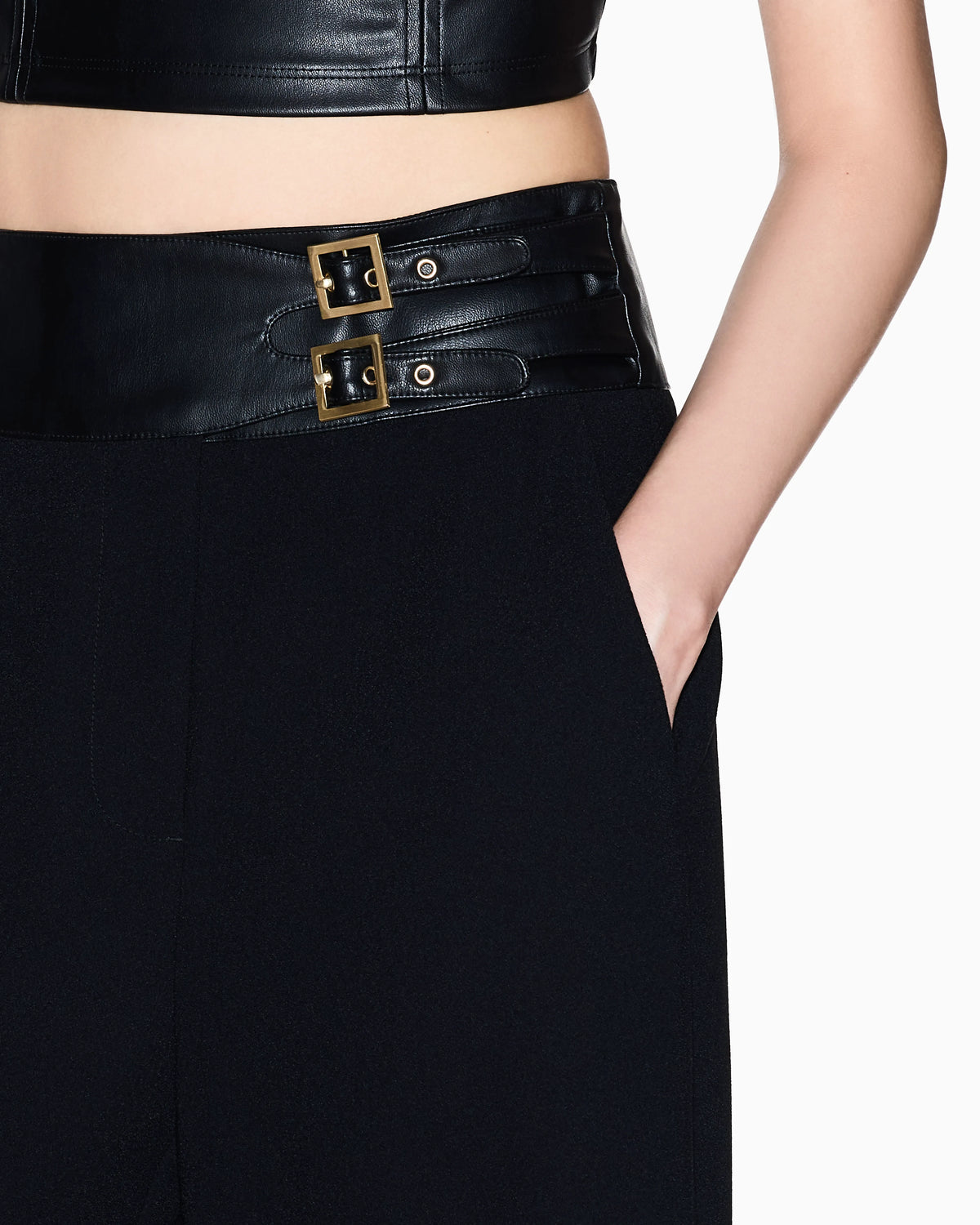 Palazzo trousers with straps