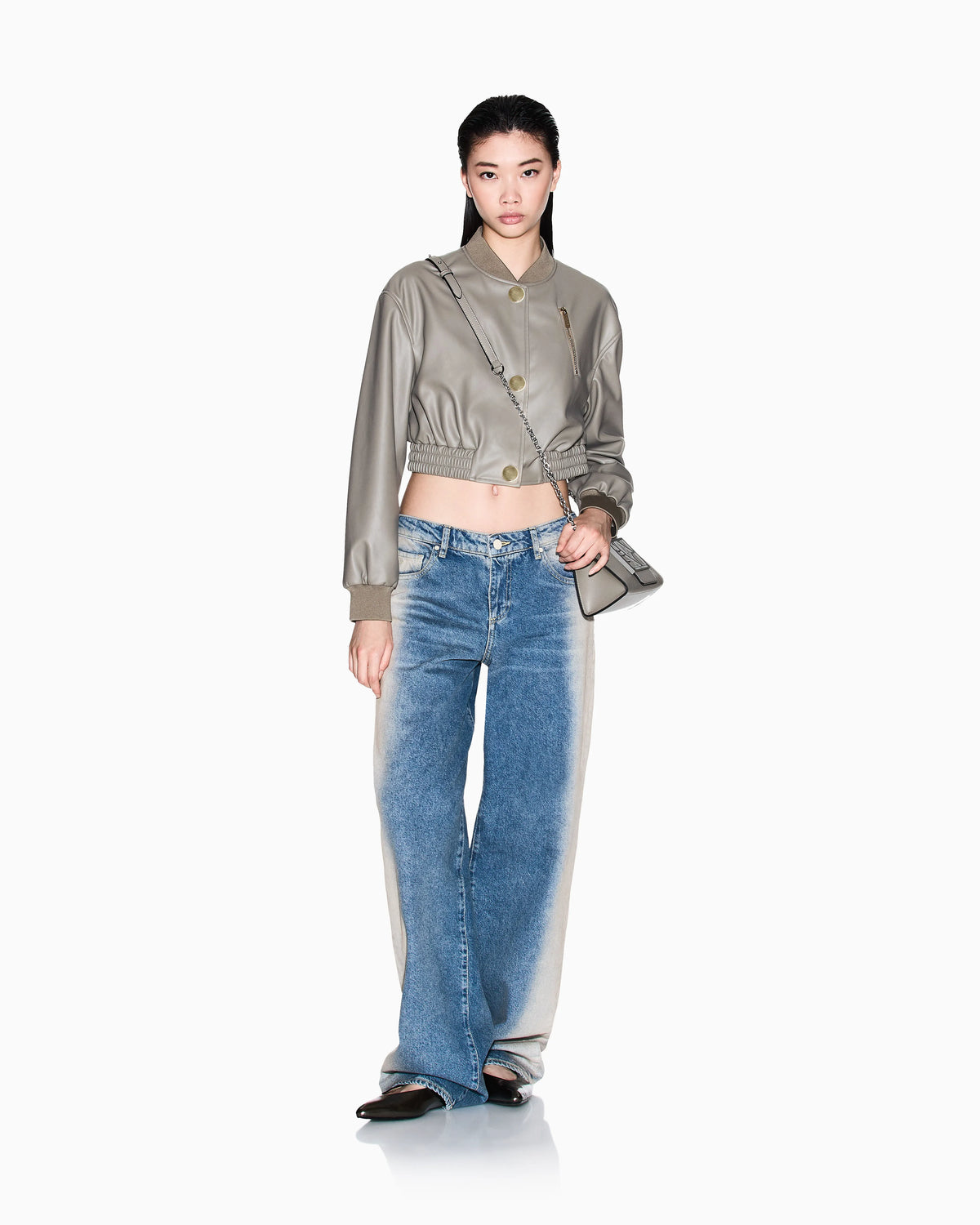 Short faux leather jacket