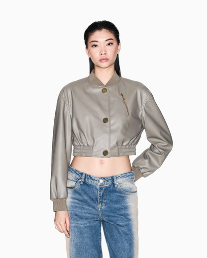 Short faux leather jacket