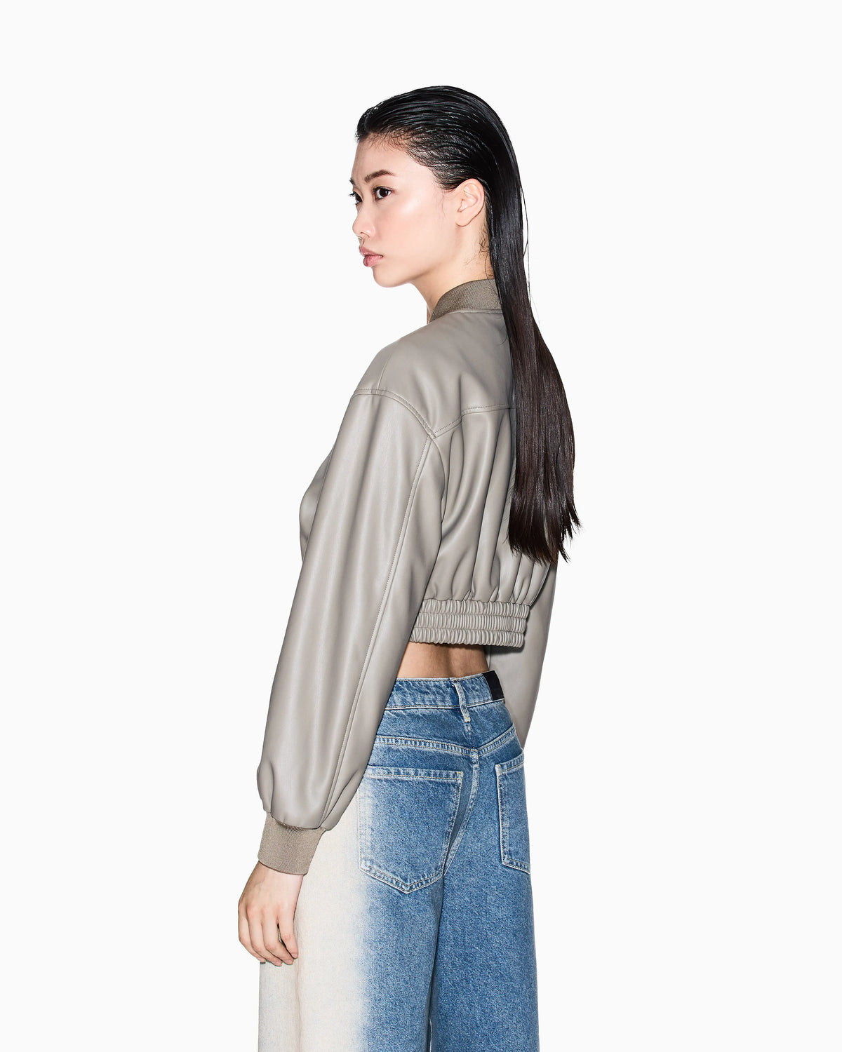 Short faux leather jacket