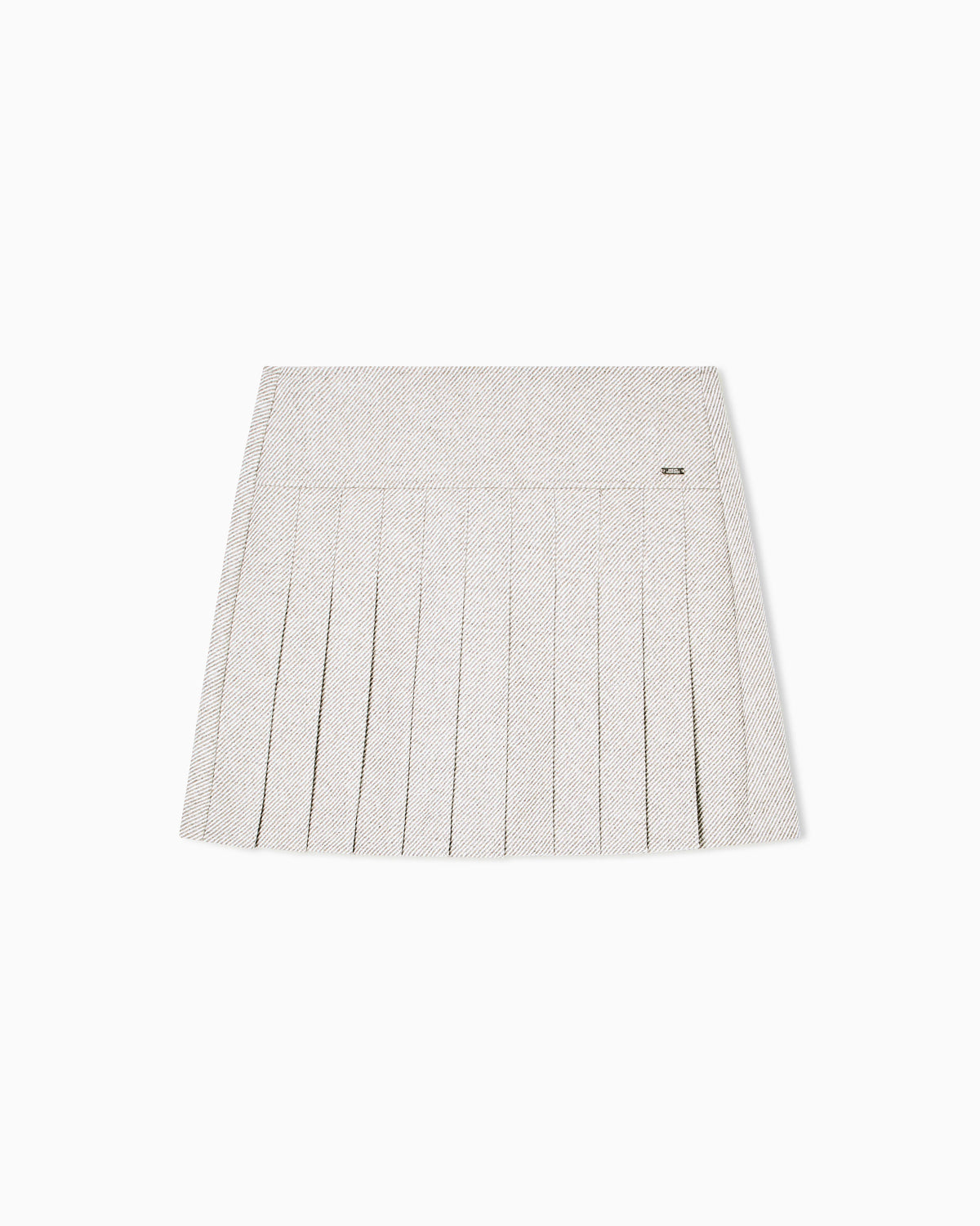 Pleated miniskirt in herringbone fabric