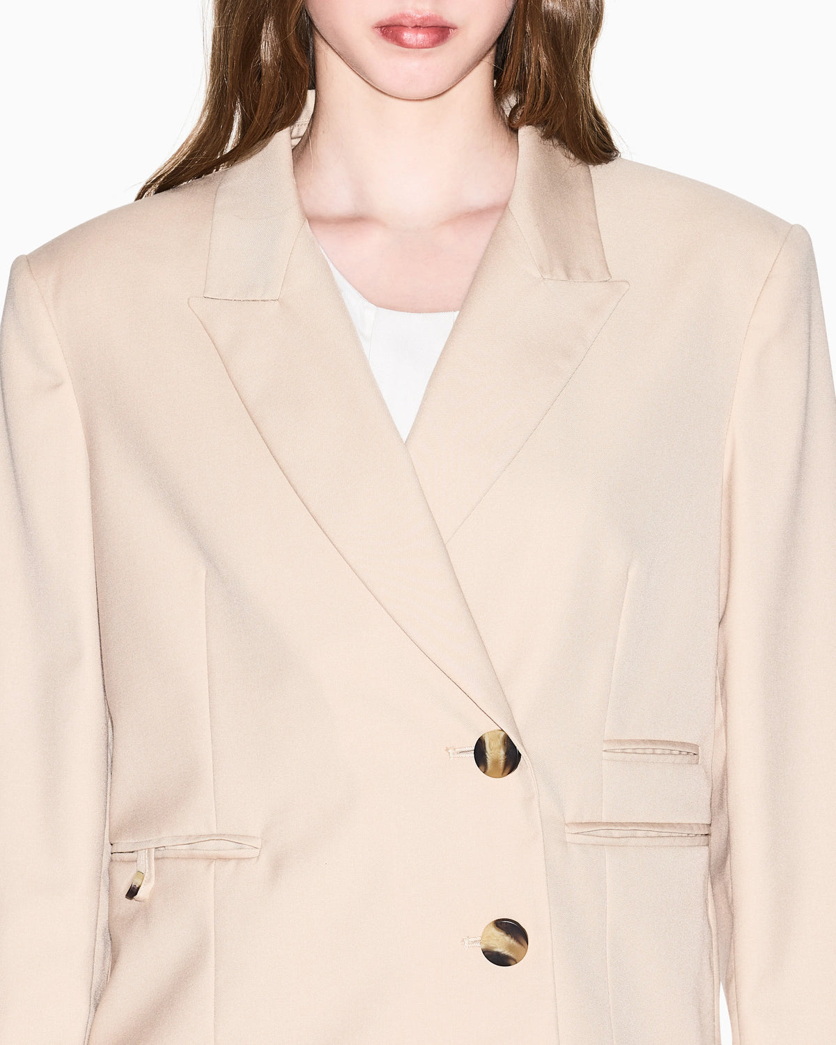 Jacket with off-center buttons