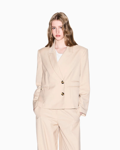 Jacket with off-center buttons