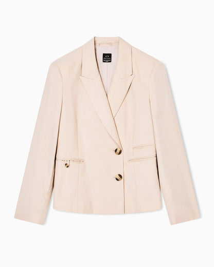 Jacket with off-center buttons