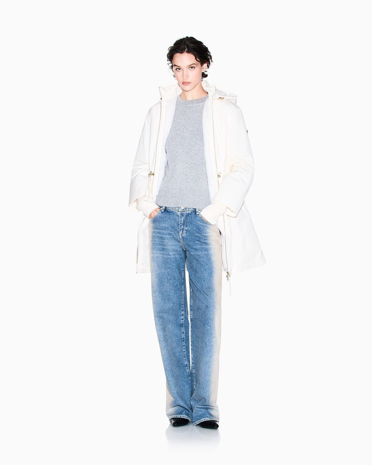 Recycled fabric parka with hood