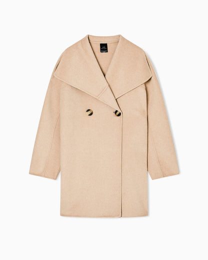 Double-breasted wool blend coat