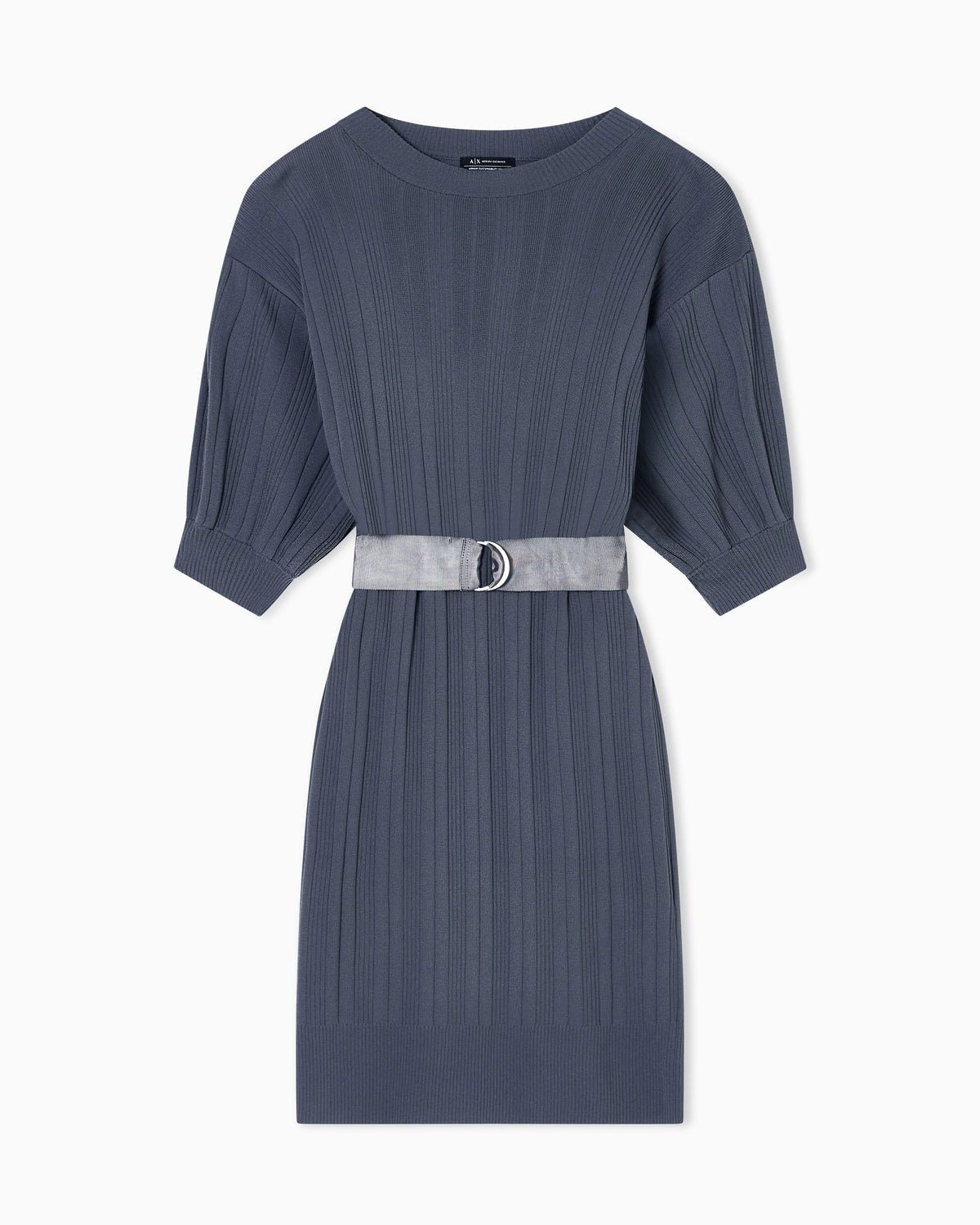 Ribbed midi dress with belt