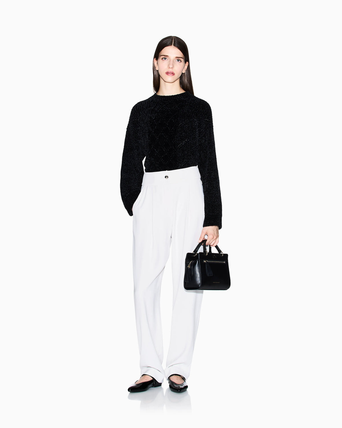 Cropped chenille sweater
