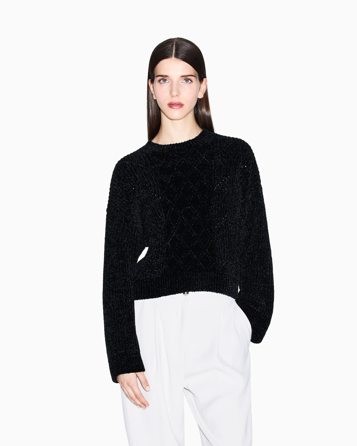 Cropped chenille sweater