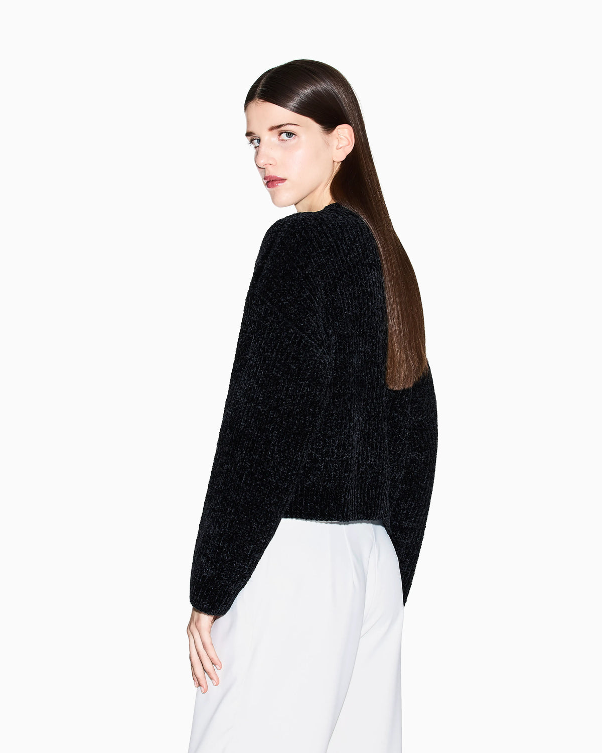 Cropped chenille sweater