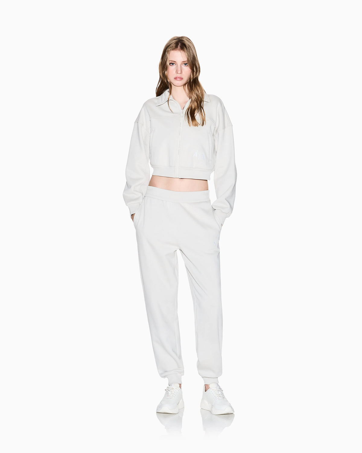 Cropped jacket with zip and high collar