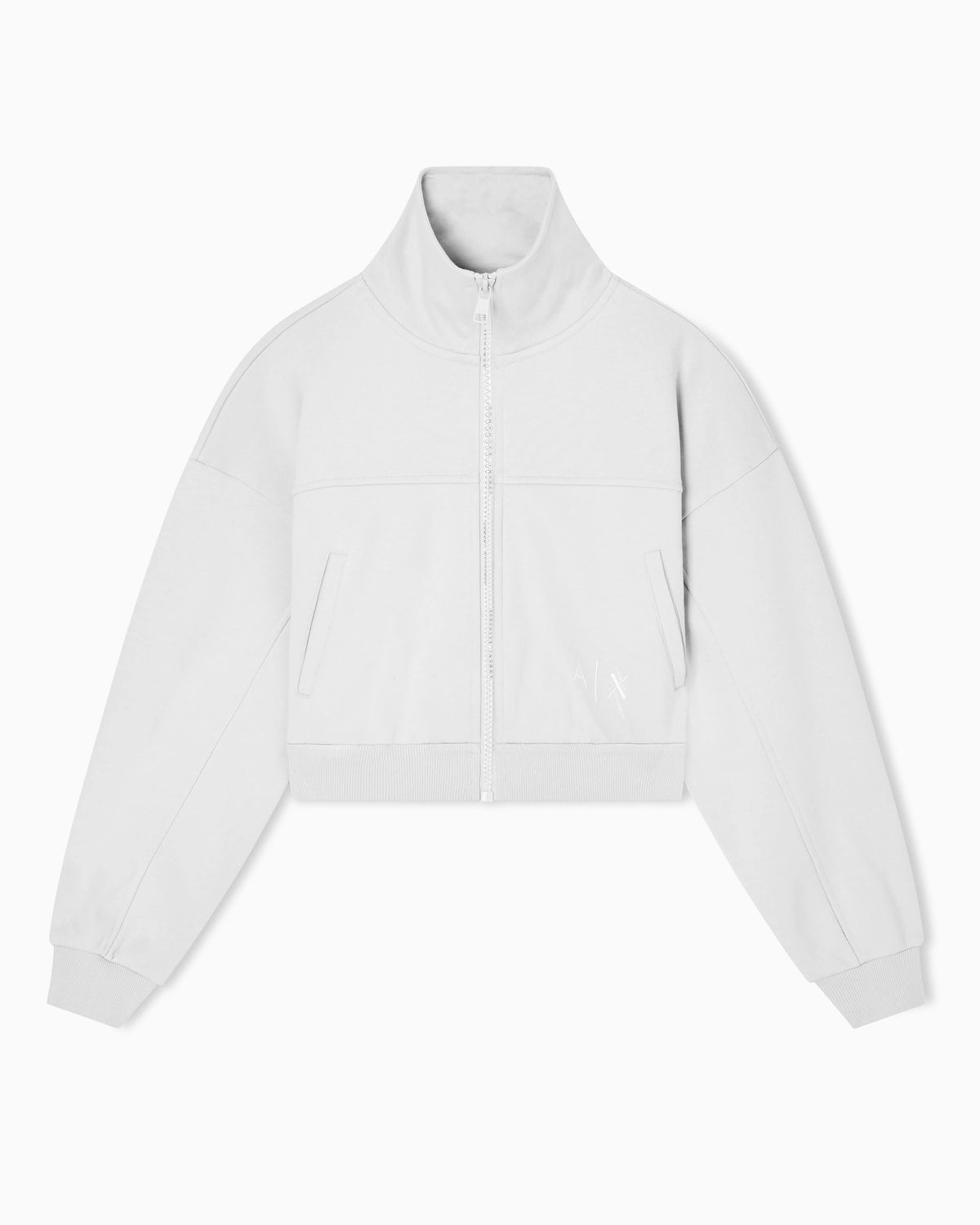 Cropped jacket with zip and high collar
