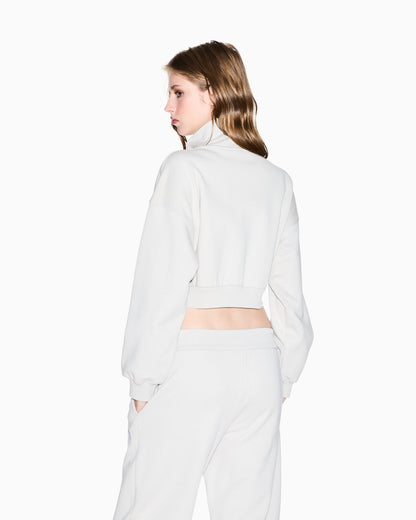 Cropped jacket with zip and high collar