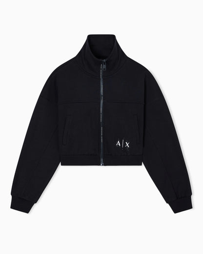 Cropped jacket with zip and high collar