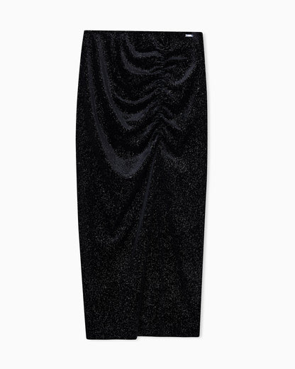 Black midi skirt in glitter fabric