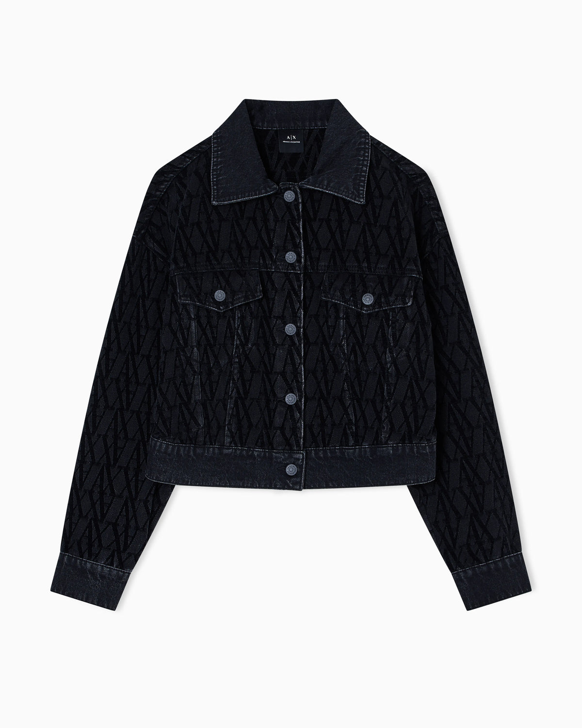 Denim jacket with all-over monogram motif