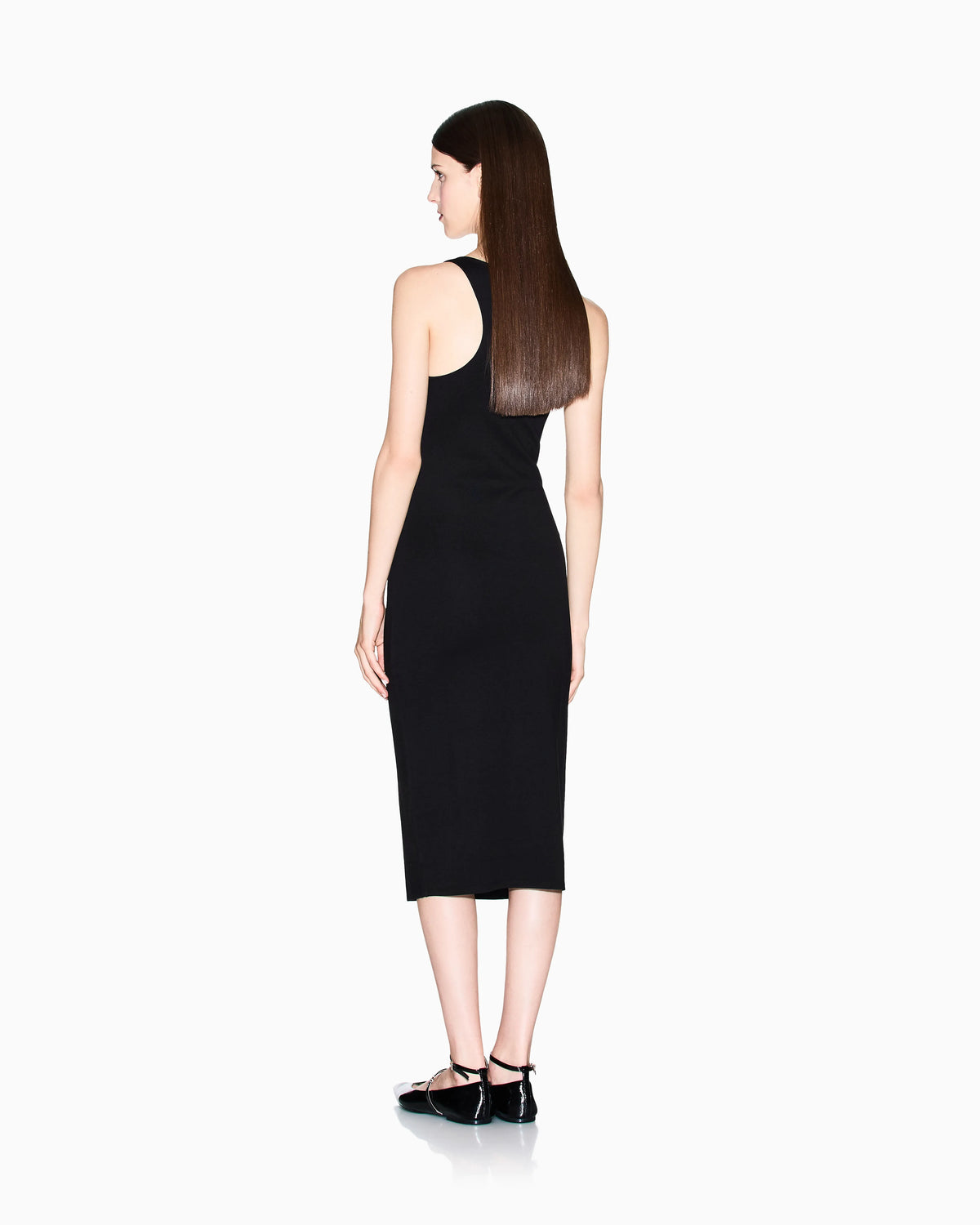 Fitted sleeveless midi dress in stretch viscose ponte Icon
