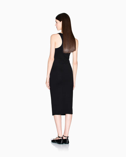 Fitted sleeveless midi dress in stretch viscose ponte Icon