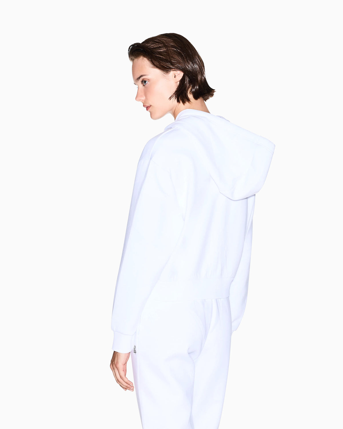 Full-zip hoodie Icon in stretch cotton with embroidered logo