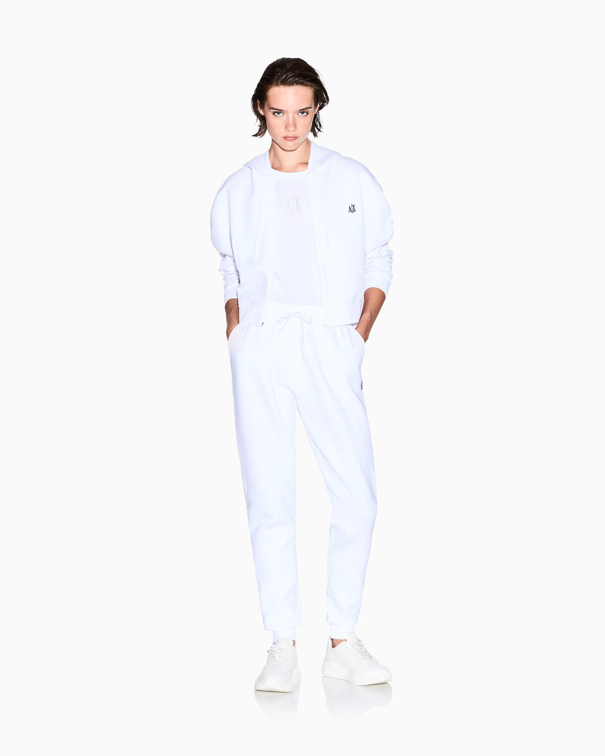 Full-zip hoodie Icon in stretch cotton with embroidered logo
