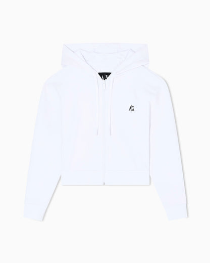 Full-zip hoodie Icon in stretch cotton with embroidered logo