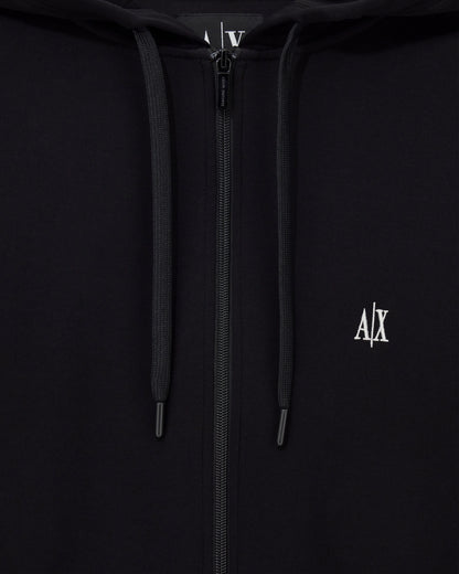 Full-zip hoodie Icon in stretch cotton with embroidered logo