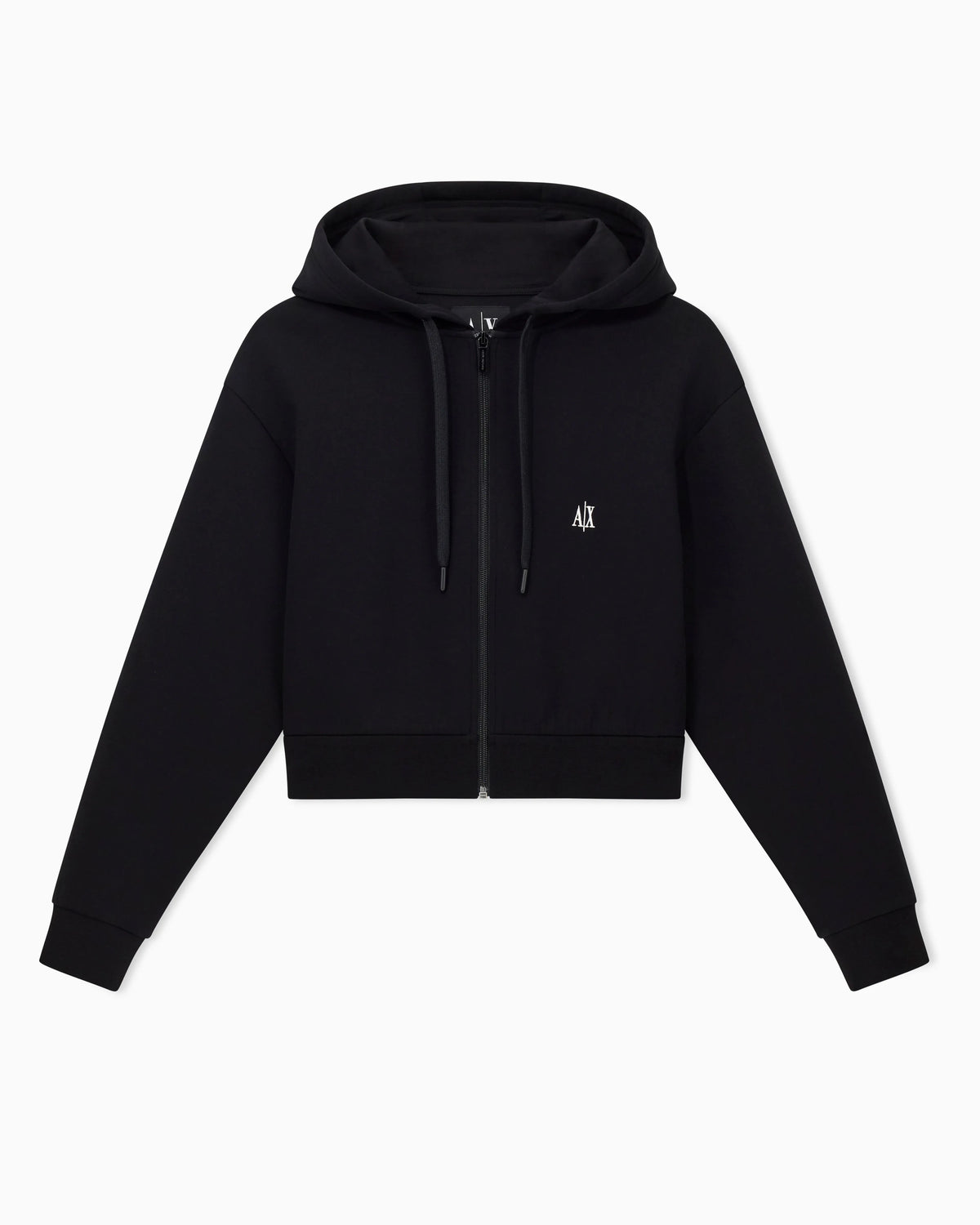 Full-zip hoodie Icon in stretch cotton with embroidered logo