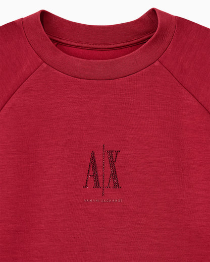 Crew neck sweatshirt in viscose with embossed logo Icon