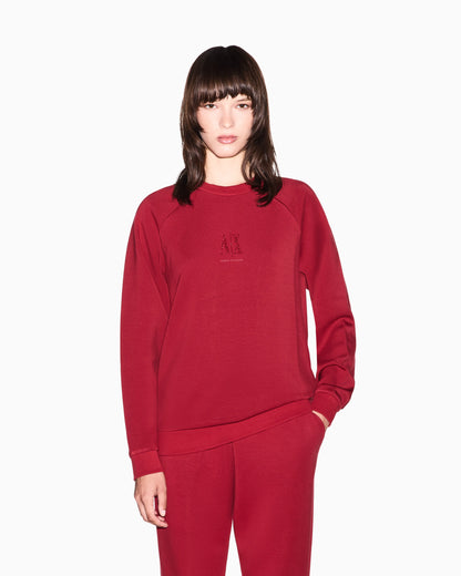 Crew neck sweatshirt in viscose with embossed logo Icon