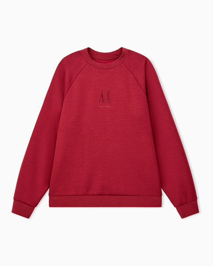 Crew neck sweatshirt in viscose with embossed logo Icon