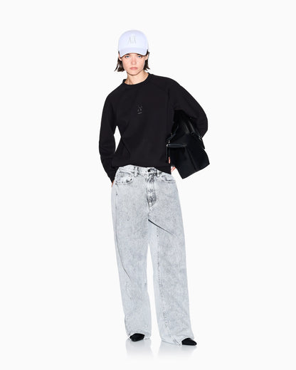 Crew neck sweatshirt in viscose with embossed logo Icon