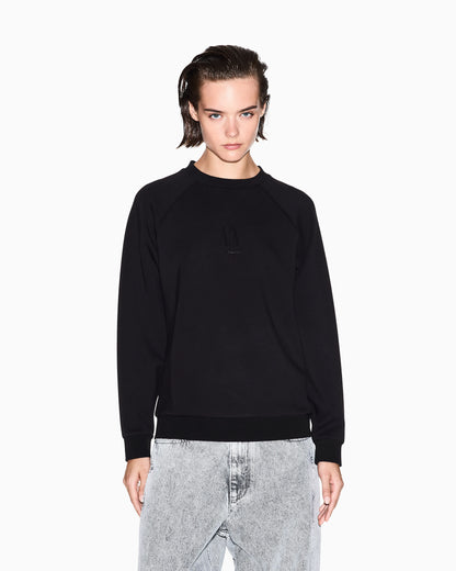 Crew neck sweatshirt in viscose with embossed logo Icon