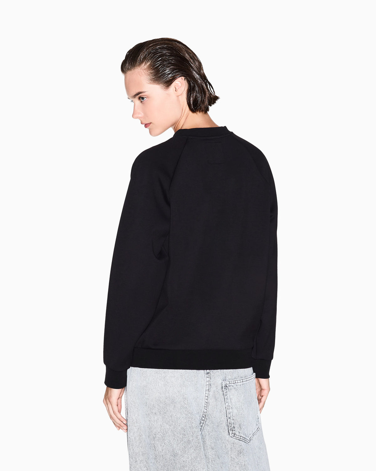 Crew neck sweatshirt in viscose with embossed logo Icon
