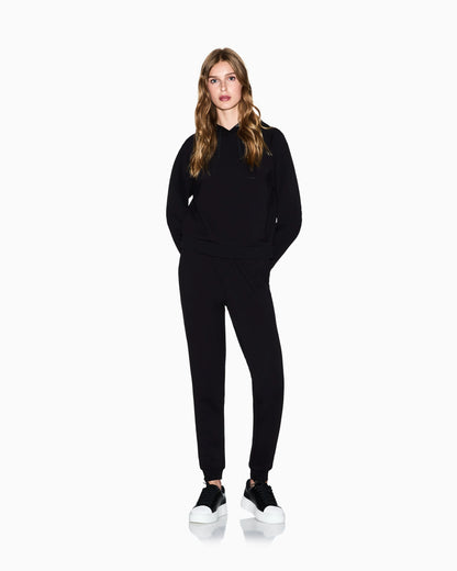 Hoodie in stretch viscose scuba with drawstring Icon