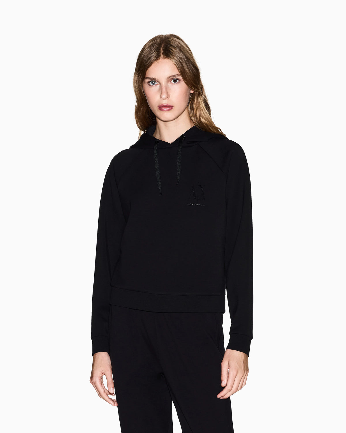Hoodie in stretch viscose scuba with drawstring Icon