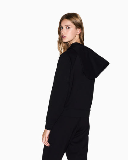 Hoodie in stretch viscose scuba with drawstring Icon