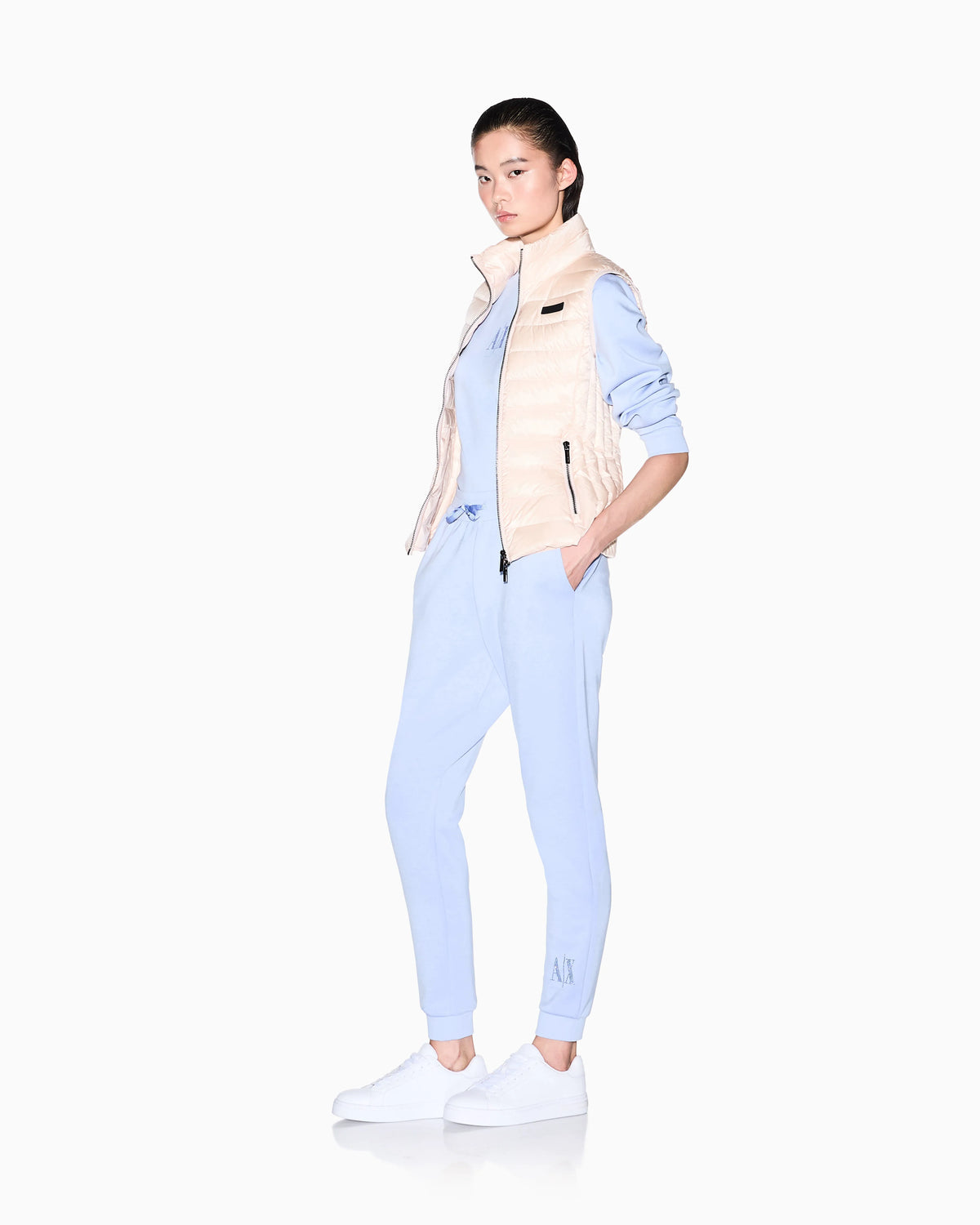 Joggers in viscose stretch scuba with ribbed cuffs Icon