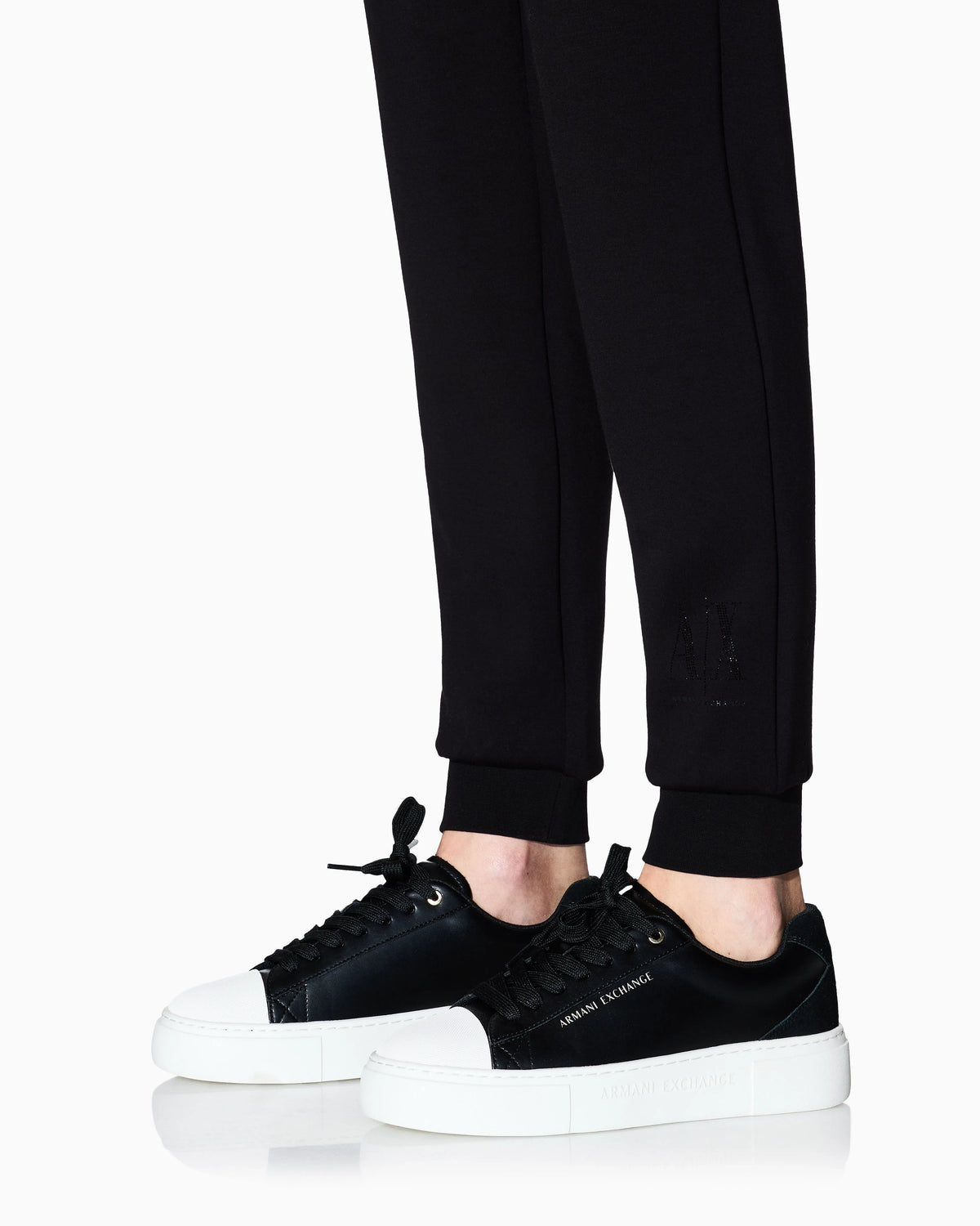 Joggers in viscose stretch scuba with ribbed cuffs Icon