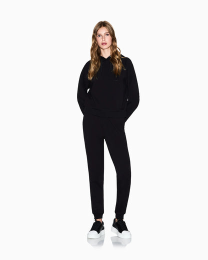 Joggers in viscose stretch scuba with ribbed cuffs Icon