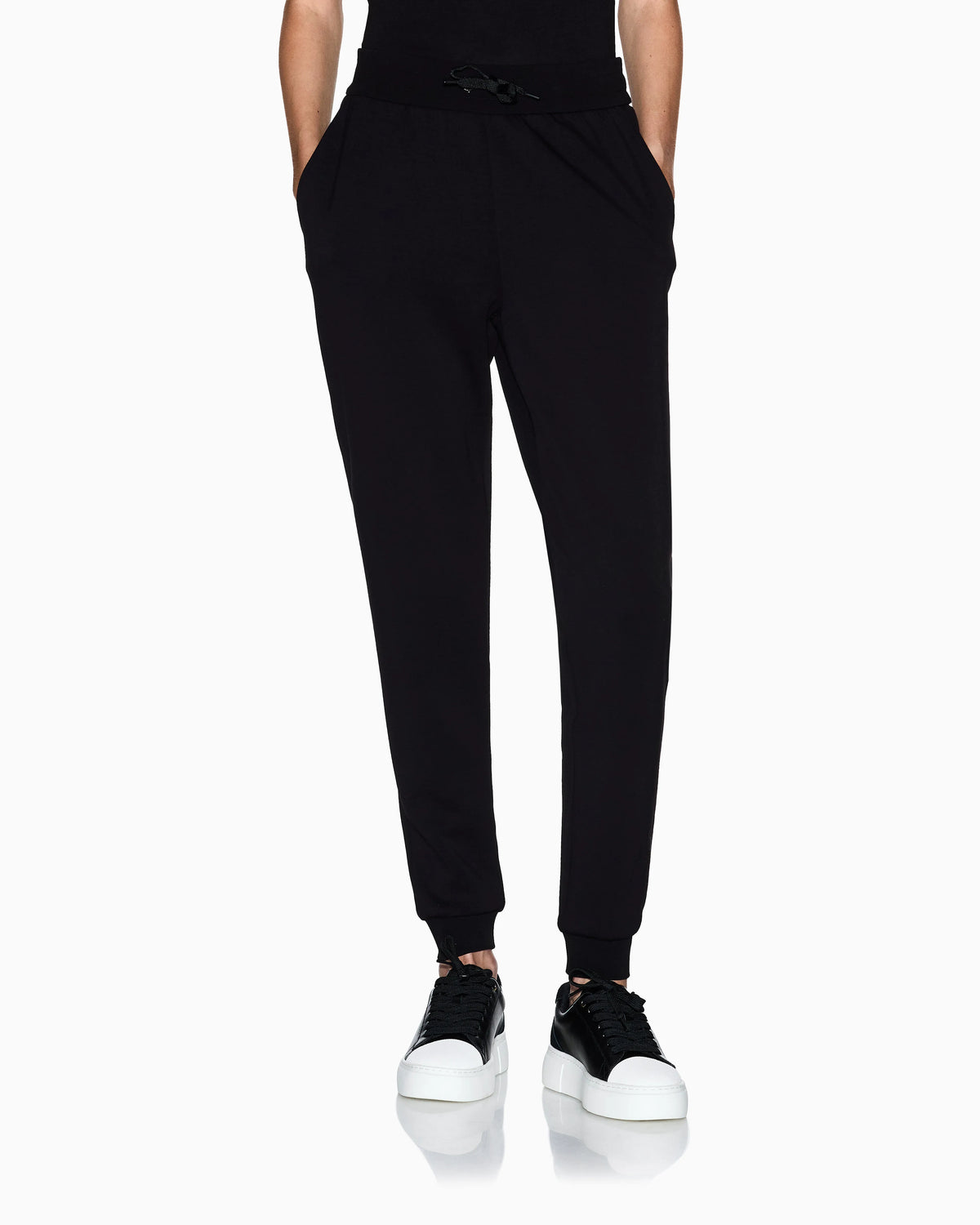 Joggers in viscose stretch scuba with ribbed cuffs Icon