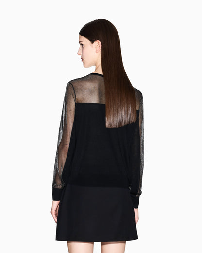 Sweater with transparent tulle details