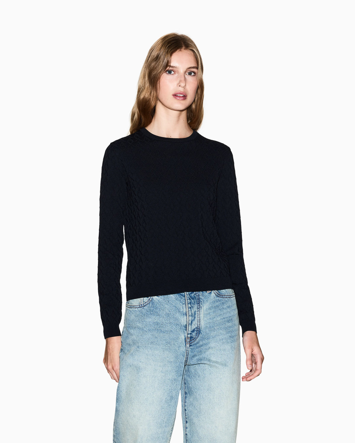 Jacquard sweater with diamond logo in viscose Essential