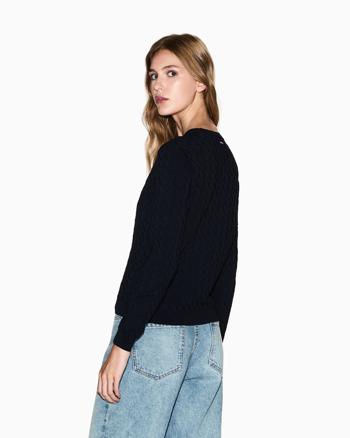 Jacquard sweater with diamond logo in viscose Essential