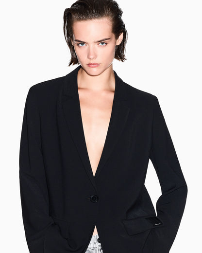 Formal jacket in fluid fabric with one button Icon Patch