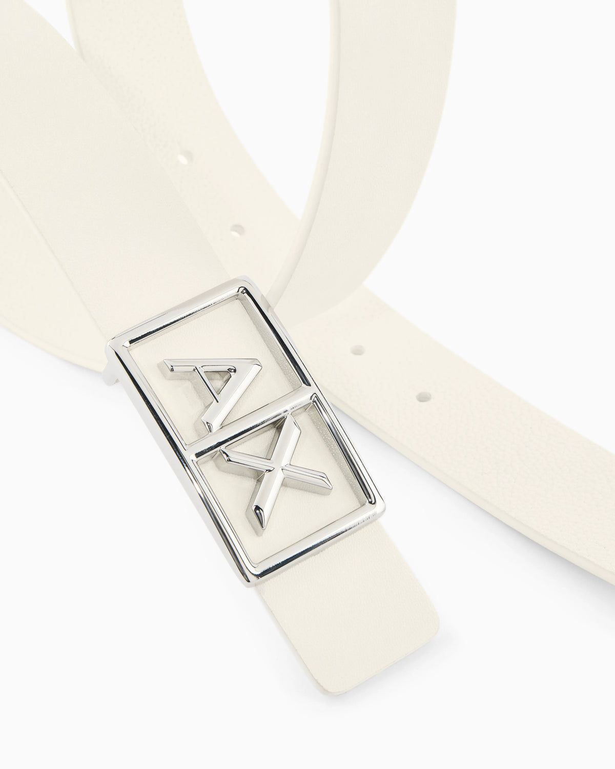 Belt with rectangular buckle and logo