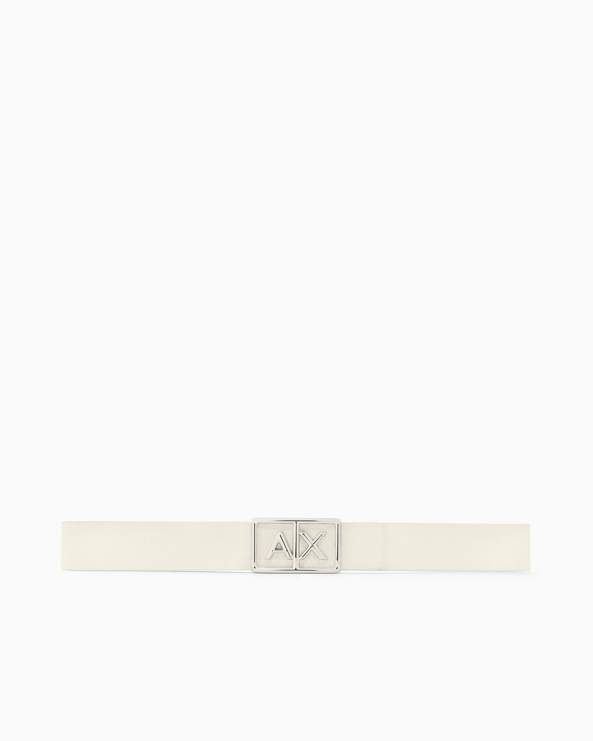 Belt with rectangular buckle and logo