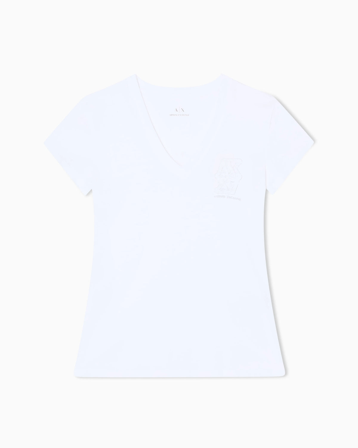 V-neck T-shirt with metal logo