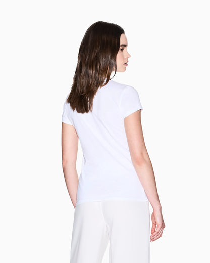 V-neck T-shirt with metal logo