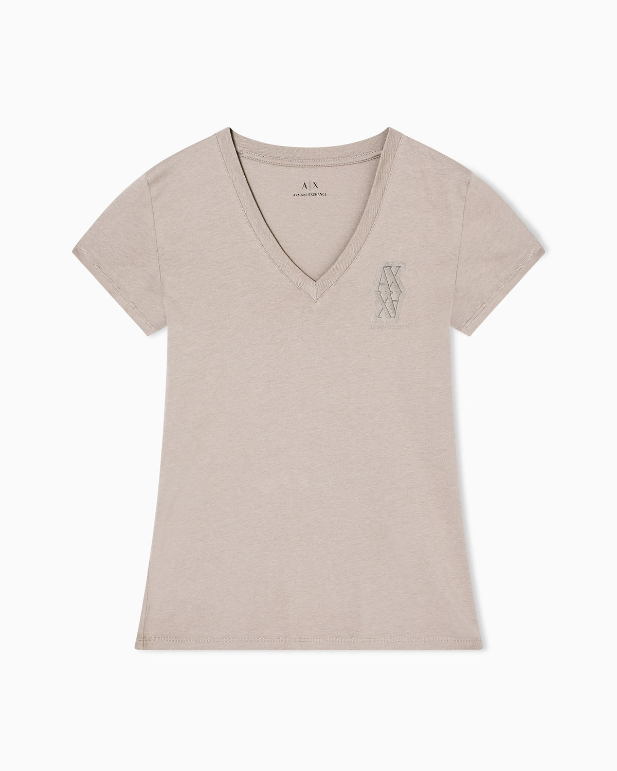 V-neck T-shirt with metal logo