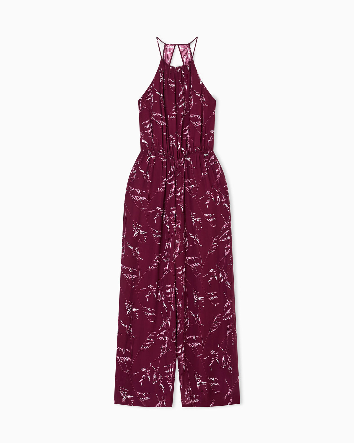 Chiffon jumpsuit with foliage print